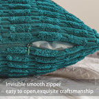 Aegero Pack of 2 Corduroy Decorative Throw Pillow Covers 18x18 Inch Soft Striped Pillow Covers Modern Farmhouse Home Decor for Sofa Living Room Couch Bed（Turquoise）