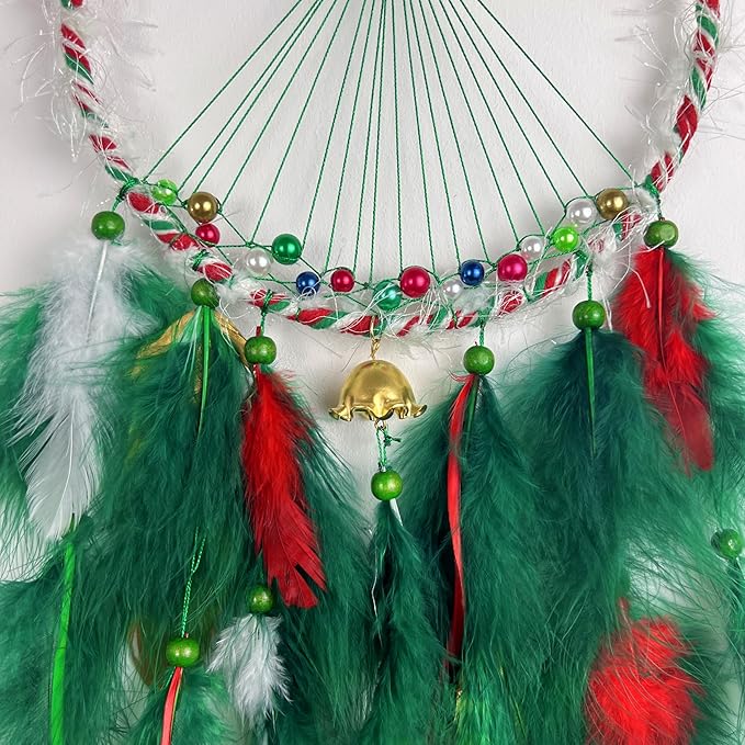 Christmas Star Dream Catcher with Lights Handmade Christmas Dreamcatcher Hanging Decoration Home Wall Craft Ornament