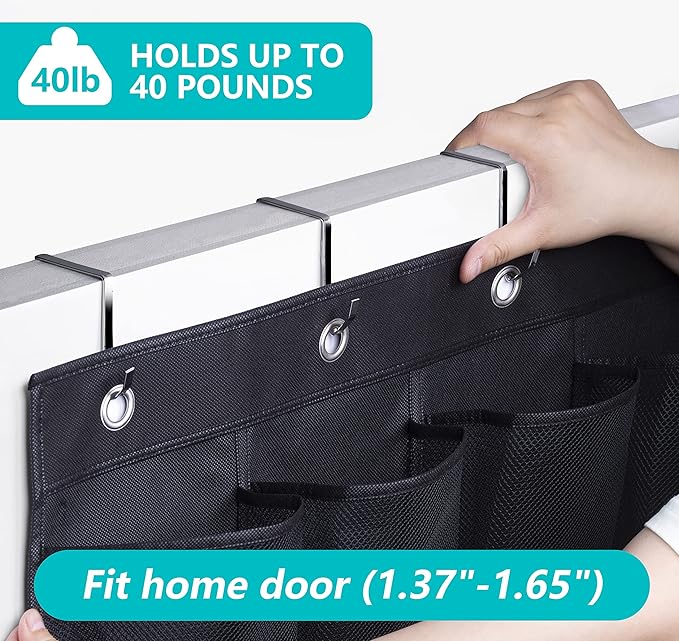 MISSLO Over The Door Shoe Organizer 24 Large Mesh Pockets, Black