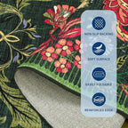GarveeHome Forest Green Floral Botanical Washable 8x10 Rug for Living Room Soft Vintage Boho Cottage Large Rugs Low-Pile Carpet for Bedroom Dining Nursery Rug