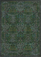 Lessymo Dining Room Rugs for Under Table, 6x9 Washable Forest Green Oriental Area Rug for Living Room, Non Slip Low Pile Carpet for Bedroom, Stain Resistance Vintage Floral Design Decor