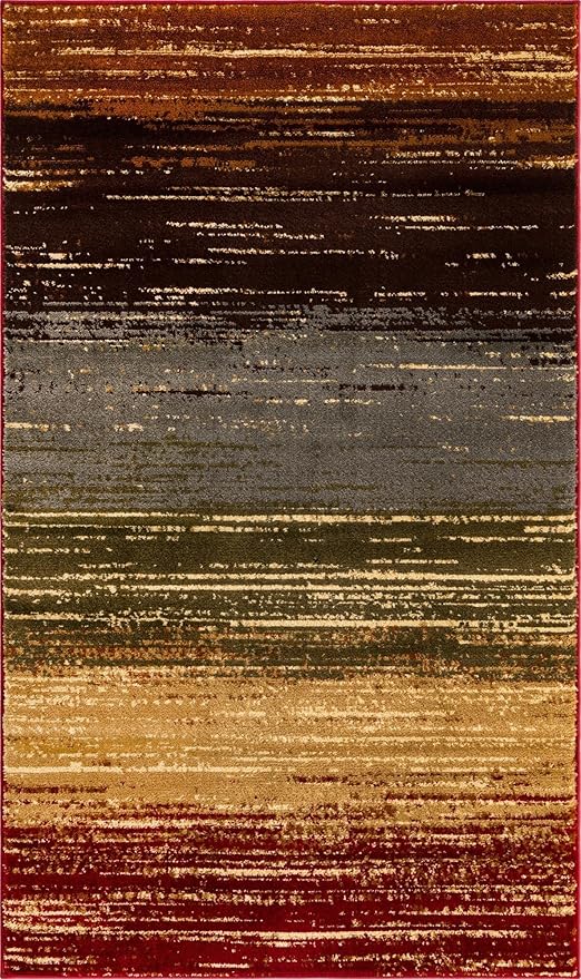 Unique Loom Barista Collection Area Rug - Mundo Nova (3' 1" x 5' 3" Rectangle, Beige/Blue)