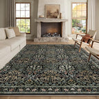 Traditional Design Vintage Floral Area Rug 8 x 10,Washable Area Rugs - Perfect for Living Room, Bedroom, Kids Room, Nursery - Stain & Water Resistant Non-Slip, Dining Room Decor