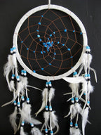 Dream Catcher Dreamcatcher - White Suede with Turquoise Stone - Hand Crafted, Large Size - 28" Long x 9" Diameter - OMA Brand (White)