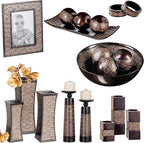 Creative Scents Dublin Brown Decorative Bowl with Orbs Set - Centerpiece Table Decorations - Coffee Table Decor - Home Decorations for Living Room Decor, Table Centerpieces for Dining Room Table