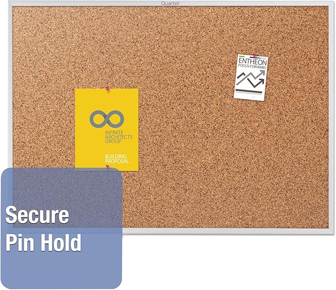 Quartet Cork Bulletin Board 72"W x 48"H Pin Board, Silver Aluminum Frame (2307)