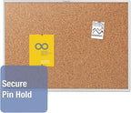 Quartet Cork Board, Bulletin Board, 3' x 2' Corkboard, Aluminum Frame (2303)