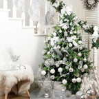 SLK 16-Pack Artificial Glitter Berry Stem Ornaments, Christmas Decorative Glittery Twigs, Picks, Branches for Tree, Wreath, Small Vase, Halloween Party (White)