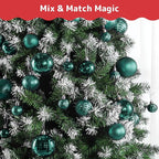 Prextex 36-Pieces Christmas Ornaments Set - Shatterproof, Festive Olive Green Christmas Tree Balls Decorations in 3 Sizes and 6 Styles with Hanging Loops for Tree, Wreath, Dazzling Holiday Party Decor