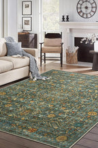 Keen Home Design 10x14 Rug - Machine Washable Area Rug with Non-Slip Backing, Ideal for Living Room, Dining Room, Bedroom - Vintage, Easy Clean, Durable, Low Pile Rug - (9'7" x 14')