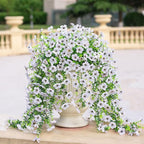 Artificial Hanging Flowers for Outdoors Faux Plants Decoration, 2 Packs Fake Silk Daisy Flower Realistic Outdoor Flowers UV Resistant Porch Patio Window Yard Outside Decor(White)