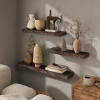 Marsmiles 30 inch Floating Shelves for Wall Elm Wood Live Edge Shelves|Rustic Wall Shelves with Invisible Heavy-Duty Bracket for Bathroom Living Room Kitchen|Walnut, 2 Pack