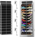 24-Pair Over Door Shoe Organizer for Family & Kids, Double Sided | Hanging Storage for Sneakers, Boots, Toys & Room Organization-Obsidian Black