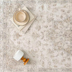 Beige Area Rug 5x7 Washable Vintage Carpet for Living Room Office Soft Retro Low Pile Thin Indoor Rug Non Slip Oriental Medallion Floor Cover for Bedroom Dining Room