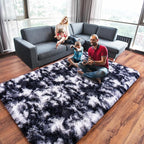 Black and White Rug for Bedroom, 4x6 Area Rug for Kids Room, Bedside Indoor Floor Fluffy Shag Carpet, Plush Soft Rug for Living Room Nursery Dorm Home Decor