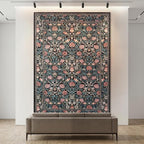 GarveeHome Indigo Blue and Pink Vintage Floral Washable 8x10 Area Rugs for Living Room Boho Retro Rug Low Pile Stain Resistance Non Slip Carpet for Bedroom Nursery Dining Room