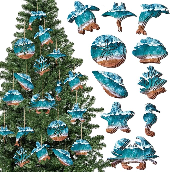 30 Pcs Summer Wooden Ornaments Ocean Beach Tree Decorations Coastal Wood Hanging Decor Beach Sea Animals Cutouts Ocean Hanging Ornaments forSummer Home Small Tree Party Office Supplies