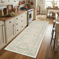GarveeHome Pink and Green Vintage Floral 2x6 Runner Rug Washable Kitchen Rugs Non Slip Boho Long Rug for Hallways Bedroom Entryway Bathroom Mat with Rubber Back Beige
