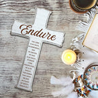 dsjaidh Cross Wall Decor - White Scripture Wooden Cross For Wall - Minimalist Wooden Hanging Signs Christian Easter Decor for Home Office Church Baptism - Christian Gifts for Men Women (Endure)- A01