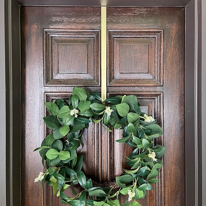 Haute Decor Adapt Adjustable Wreath Hanger, Top & Length Adjustable (Textured Gold)