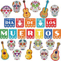 Day of The Dead Cutouts Sugar Skull Classroom Bulletin Board Decorations Colorful Skull Halloween Theme Party Supplies for Toddler Kids Students Classroom Decors