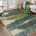Ciicool Abstract Area Rug Indoor, 3x5 Washable Entryway Rug, Modern Soft Throw Entry Rug with Non-Slip Backing for Bedroom Living Room Entrance Kitchen, Low-Pile Floor Carpet Doormat Green