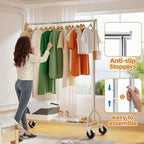 Heavy Duty Rolling Clothes Rack with Wheels and Shelves, 450 lbs Capacity, Portable Garment Rack for Hanging Clothes, Standing Wardrobe for Closet, Bedroom, Commercial Use, Chrome
