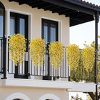 Artificial Hanging Flowers for Outdoors Faux Plants Decoration, 2 Packs Fake Silk Daisy Flower Realistic Outdoor Flowers UV Resistant Porch Patio Window Yard Outside Decor(Yellow)