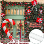 Leinuosen Christmas Front Door Garland Hanger 43-74 Inch Adjustable Christmas Wreath Hanger Stainless Steel Retractable Rod with 3 Green Tie Ropes No Nail Screw No Damage for Xmas DIY Hanging (White)