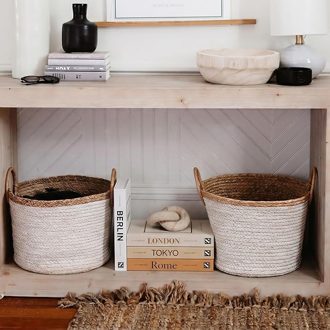PROBENEX Warm Mocha Faux Decorative Books Set of 4 – Modern Farmhouse Brown Coffee Table Book Stack | Rustic Neutral Shelf Decor for Cozy Living Room, Bedroom & Country Modern Home Styling