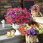 Waipfaru Artificial Flowers for Outdoors, 24 Bundles Faux Plants Outdoor, UV Resistant Artificial Plants Outdoor, Silk Petunias Fake Flowers for Outside Home Decor Planter Porch Decoration, Mix Color