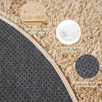 6‘x6’ Beige Round Rug for Bedroom, Ultra Soft Fluffy Circle Rug for Kids Girls Boys Room, Cute Shag Rugs for Living Room Playroom Tent Castle Home Decor Rug