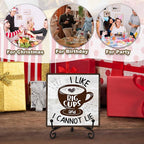 Coffee Bar Decoration, Coffee Decor Sign, I Like Big Cups, Farmhouse Home Kitchen Wooden Plaque with Iron Stand, Coffee Station Decor for Coffee Coner-A10