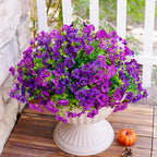 Artificial Faux Flowers Plants for Outdoors Outside Spring Summer Decoration,12 Bundles Realistic Fake Flowers Plant Greenery Silk Daisy UV Resistant Planters Porch Patio Garden Home (Double Purple)