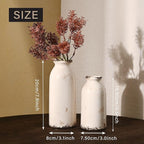 VICTOR & TERESA White Ceramic Vases Home Decor, Farmhouse Vase for Flowers, Flower Vase Set of 2, Rustic Decorative Vases for Pampas Grass, Table, Living Room, Shelf, Centerpieces, 8 inch