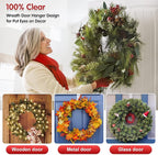 12" Wreath Hangers for Front Door,Non Scratch Wreath Door Hanger,Over The Door Hooks Hanger Easter Fall Halloween Christmas Decorations Indoor Outdoor,Welcome Sign for Front Door Decor,1 Pack