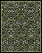 Moynesa Floral Washable 8x10 Rug, Large Rugs for Living Room, Green Soft 8 x 10 Boho Bedroom Rugs, Non Slip Botanical Ultra Thin Floor Carpet for Dining Room Nursery, Green