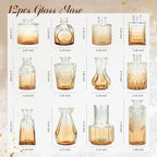 Der Rose Amber Glass Vases Set of 12, Small Bud Vases for Flowers, Rustic Wedding Centerpieces and Home Decor