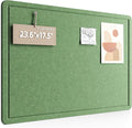 Fluxynara Bulletin Board, 23.6" x 17.5" Cork Board Alternative with 12 Safe Removable Adhesive Tabs, Foldable Felt Pin Board for Home Office, Classroom, Bedroom,Entryway for Walls—Moss Green