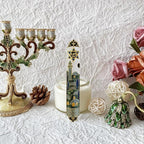 Hand Painted Mezuzah, Exquisite Enamel Mezuzah with Star of David and Jerusalem Motifs
