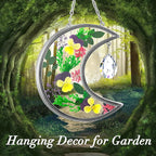 KY&BOSAM Moon Suncatcher Gifts for Mom Family Friends Stained Glass Suncatchers for Windows Hangings Wind Chimes with Real Flower Colorful Crystal Outdoor for Garden Indoor Home Christmas Trees Decor