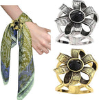 SYWDUDUCLT Scarf Ring for Women's Shawl, Silk Neckerchief, Tshirt, Gold/Sivler, S/M/L, 2 Pcs