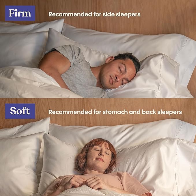 FluffCo Zen Fluff™ Down King Pillow with 600 Fill Power White Duck Down Stomach Sleeper Pillows - Luxury Hotel Quality 300 Thread Count - 100% Cotton Feather Pillows (King Size 1 Pack)
