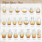 Der Rose Amber Glass Bud Vases Set of 20, Small Bud Vases for Flowers, Rustic Wedding Centerpieces and Home Decor