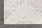 Modern Micro Loop Indoor Runner Rugs for Living Room Bedroom Kitchen Geometric Square White 2x7 Luxury Durable Low and High Pile Non-Shedding Stain Resistant Soft Area Carpet 2 x 7