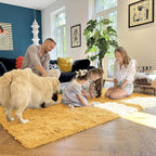 OLANLY 2x4 Machine Washable Runner Rugs for Hallway, Soft Fluffy Shaggy Bedside Rugs for Bedroom, Living Room, Indoor Floor Carpet for Kids Girls and Boys, Home Decor Aesthetic, Mustard Yellow