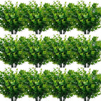 TURNMEON 20 Bundles Artificial Greenery Plants Outdoor Spring Decor, UV Resistant Fake Plants Boxwood Shrubs Grass, Faux Eucalyptus Flowers for Farmhouse Gardens Home Patio Indoor Outdoor Decor(Green)