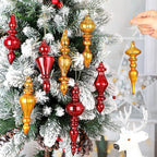 Mifoci 8 Pcs 6 Inch Mercury Glass Finial Christmas Ornaments Hanging Christmas Finials Glass Ornaments Assorted Mercury Decor for Vintage Holiday Xmas Tree Decoration(Red, Gold)