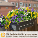 12 Bundles Artificial Fake Pansy Flowers for Outdoor - Yellow, White & Purple Faux Pansies Flowers, Fake Flowers for Outdoor Planters, Porch, Garden, Window Boxes, and Home Decoration
