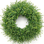 28 Inch Large Boxwoods Wreaths for Front Door Artificial Green Leaves Greenery Indoor Outdoor Wreath Home Decor Porch Window Wall Farmhouse Door Decorations Spring Summer Fall All Seasons